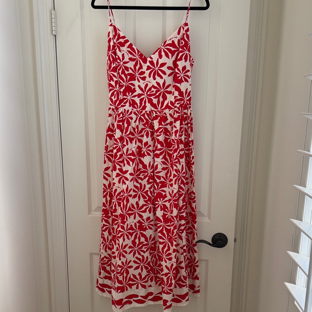 H&M Red and White Floral Midi Dress